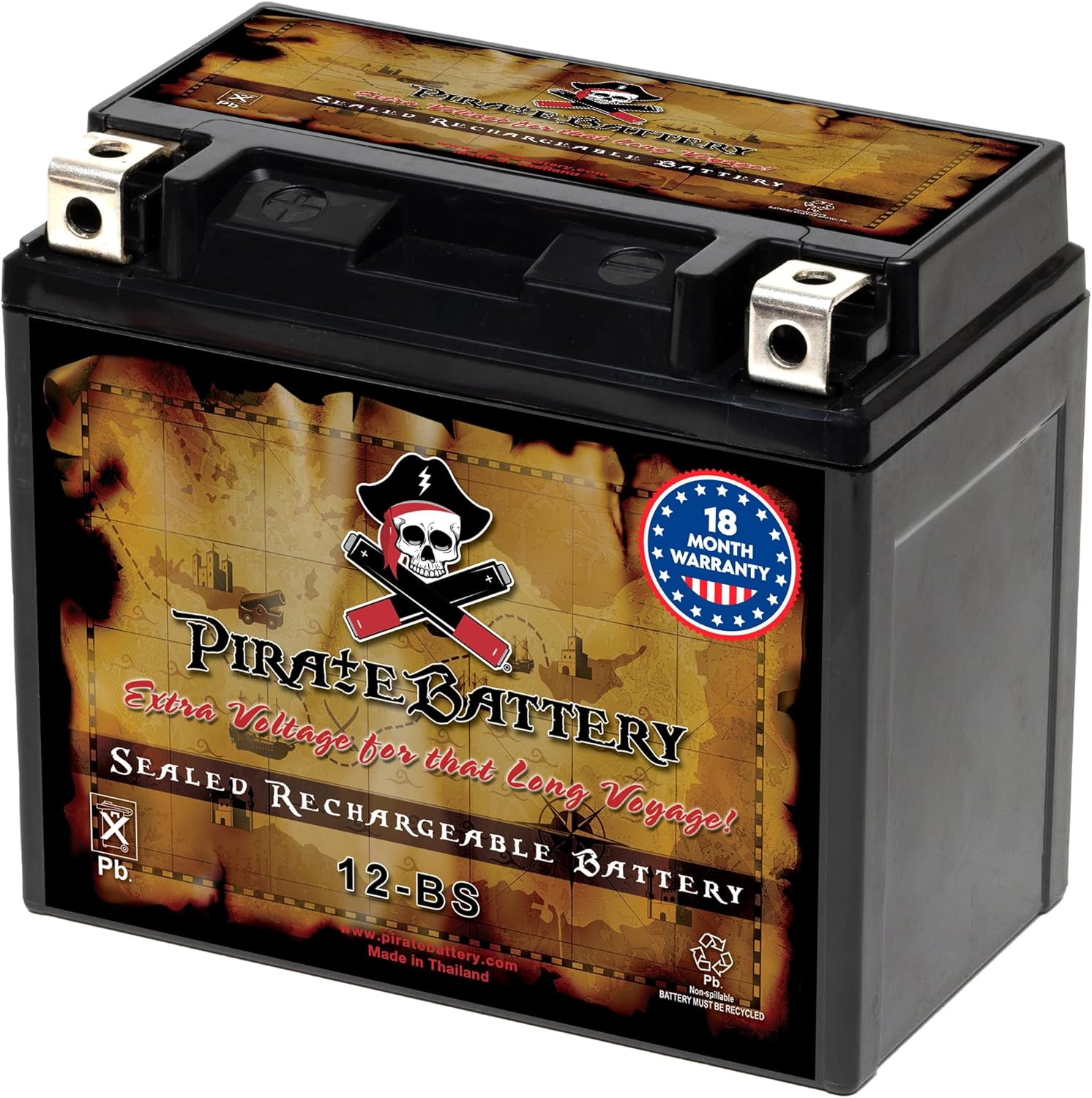 YTX12-BS 12V 140 CCA AGM Battery for ATVs and Motorcycles