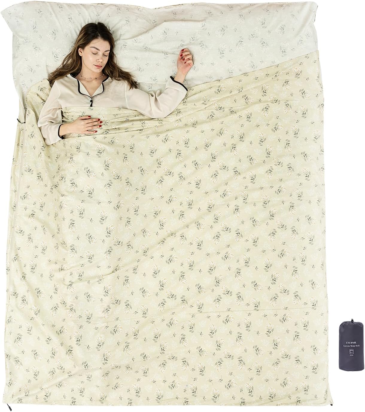 100% Cotton Sleeping Bag Liner for Travel & Camping Comfort
