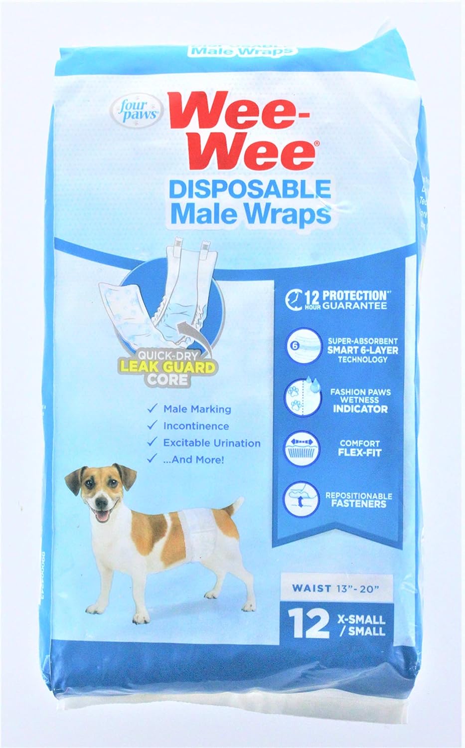 Disposable Male Dog Wraps - 3 Packages x 12 Wraps: Absorbent & Convenient!