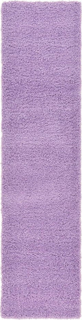Unique Loom Solid Shag Area Rug Runner 2 ft 7 in x 10 ft - Lilac
