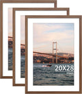 20x28 Picture Frame Brown Set of 3 - Display 16x24 with Mat