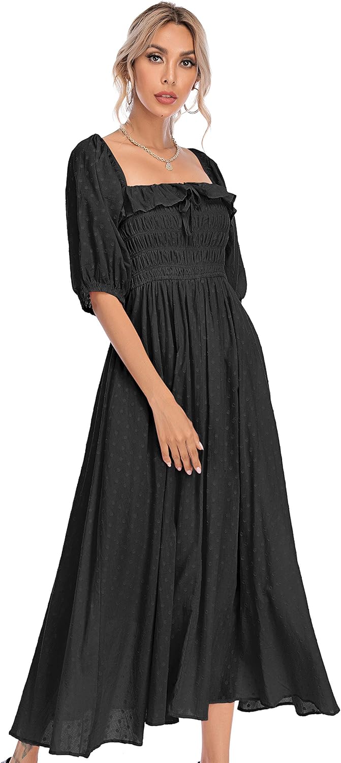 R.Vivimos Women Summer Half Sleeve Cotton Ruffled Dresses
