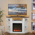 Corner TV Stand with 18 in Electric Fireplace - Space-Saving TV
