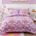 Full Size Comforter Set for Boys Purple Rainbow Glow in the Dark