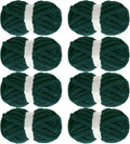 Chunky Yarn for Crocheting 8 Pack - Dark Green Fluffy Jumbo Chenille