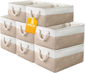 Collapsible Fabric Storage Bins 8 Pack - Foldable Linen Closet