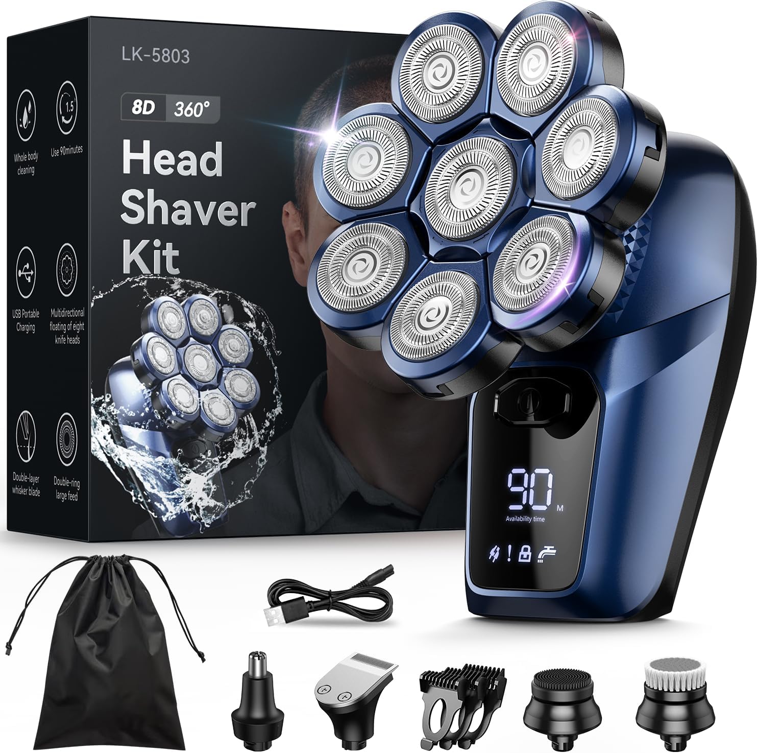 8D Head Shavers for Bald Men - Upgraded Rotary Shaver Kit
