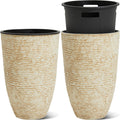 21 in Tall Beige Planters 2-Pack - Imitation Stone Finish