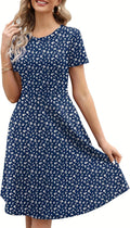 Women's Elegant Knee Length A-Line Dress - Vintage Floral