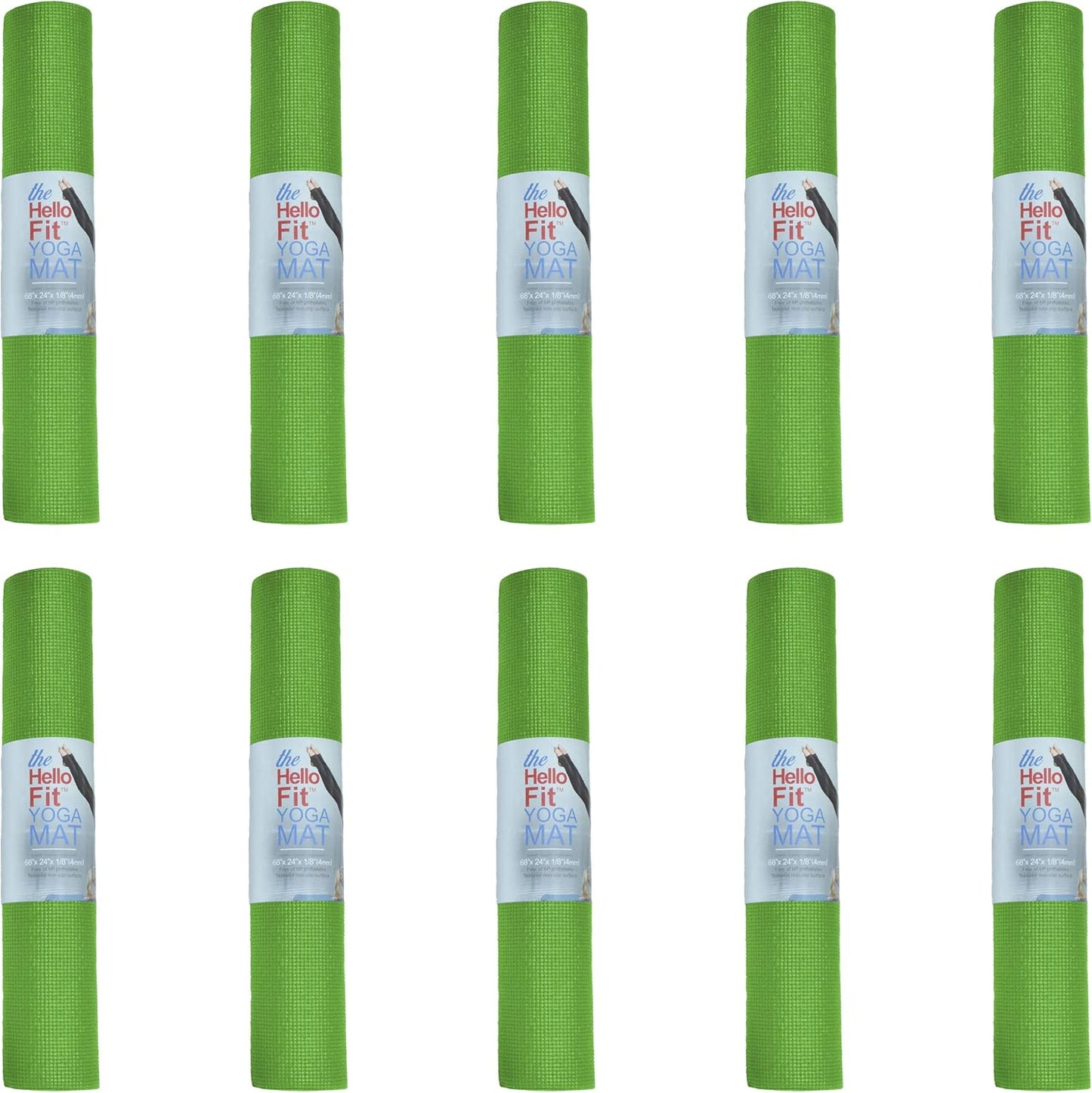 Hello Fit 10-Pack Non-Slip Yoga Mats: Bulk Toxin-Free Fitness Essential! 