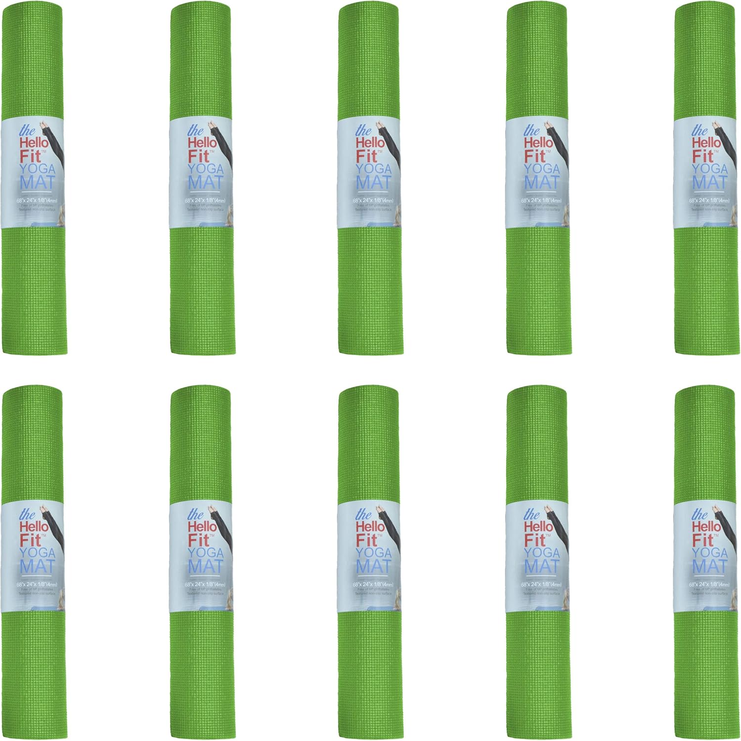 Hello Fit 10-Pack Non-Slip Yoga Mats: Bulk Toxin-Free Fitness Essential! 
