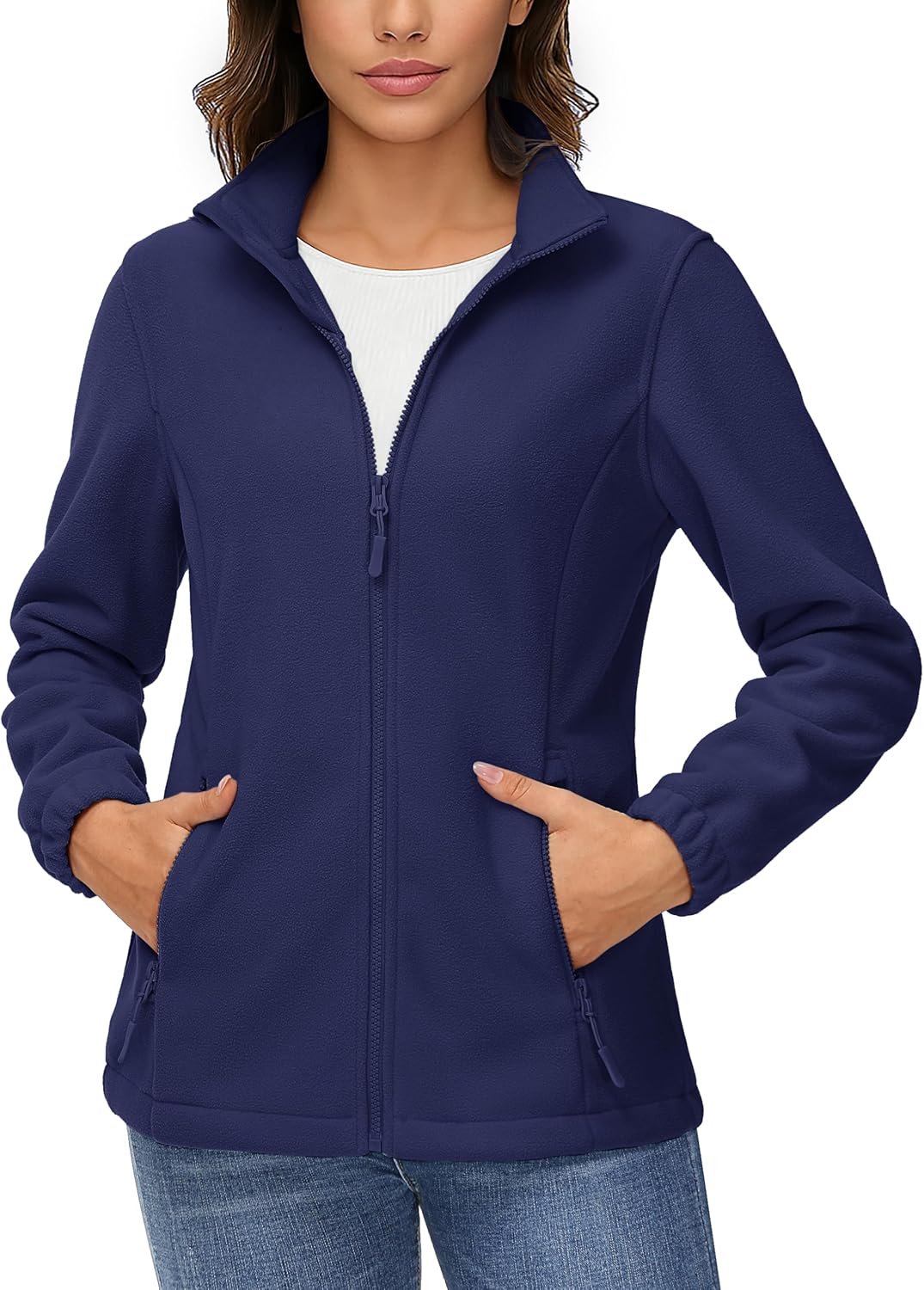 TACVASEN Women's Lightweight Full Zip Fleece Jacket for Winter