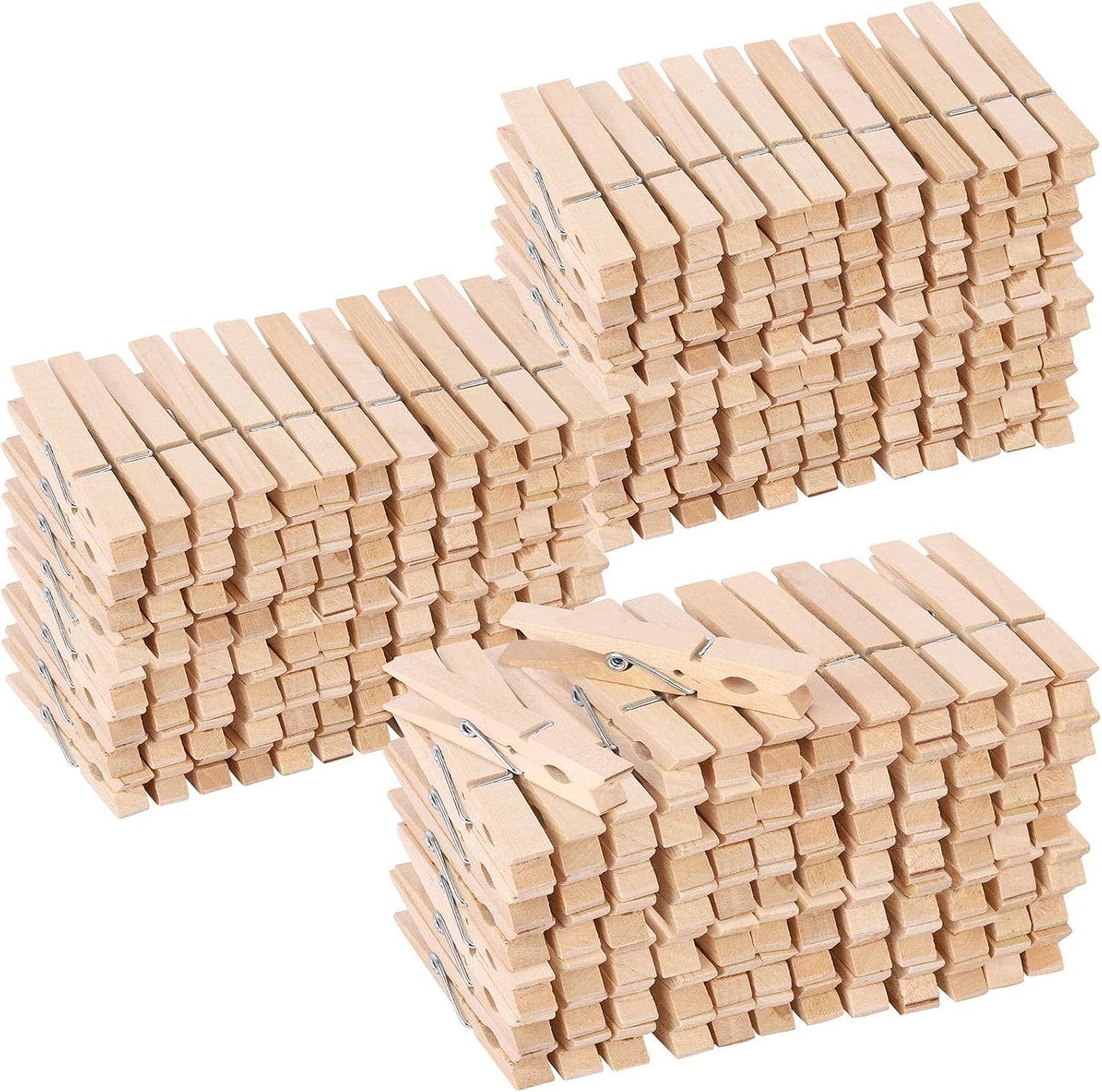 500pcs Large Wooden Clothespins for Laundry and Crafts Use
