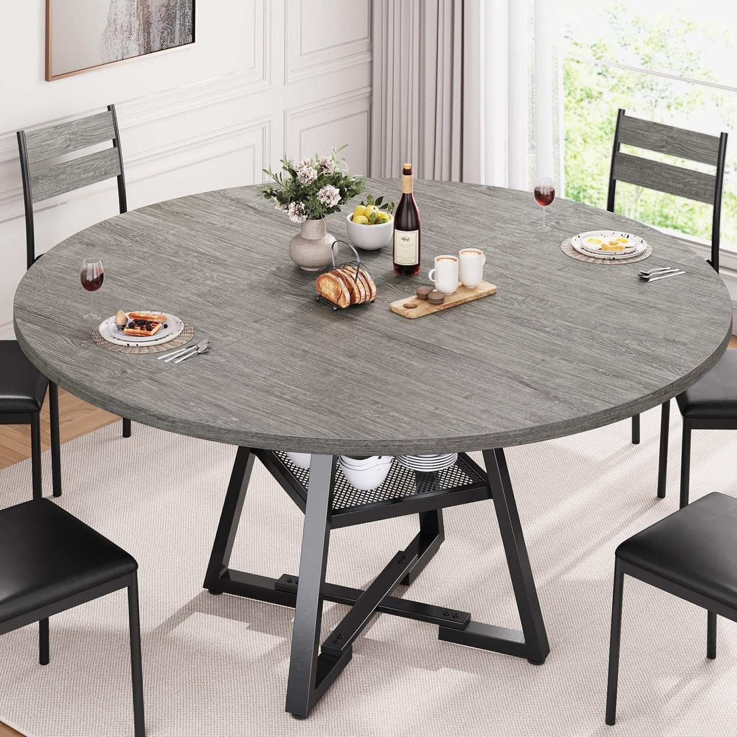 51-Inch Round Dining Table for 6 - Space Saving Design