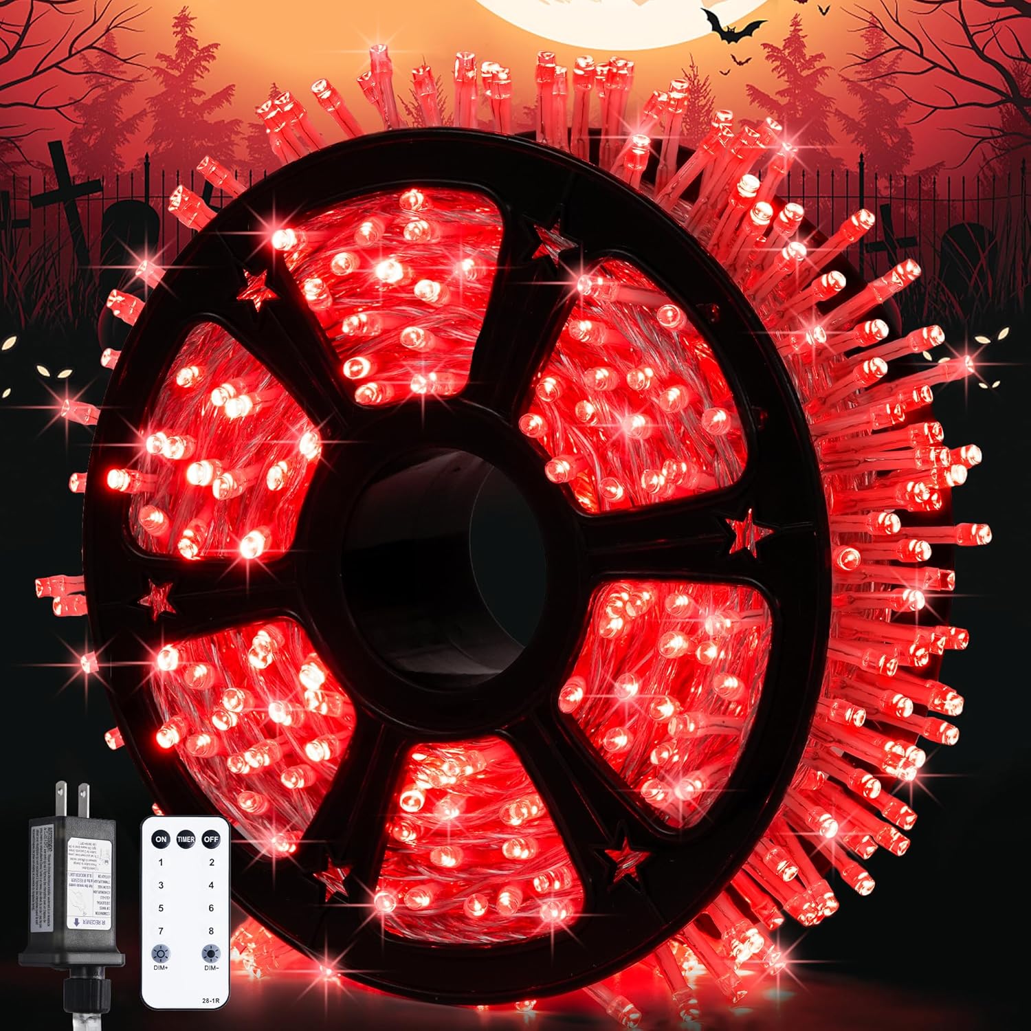 600 LED Red Halloween Lights for Spooky Indoor Outdoor Decor
