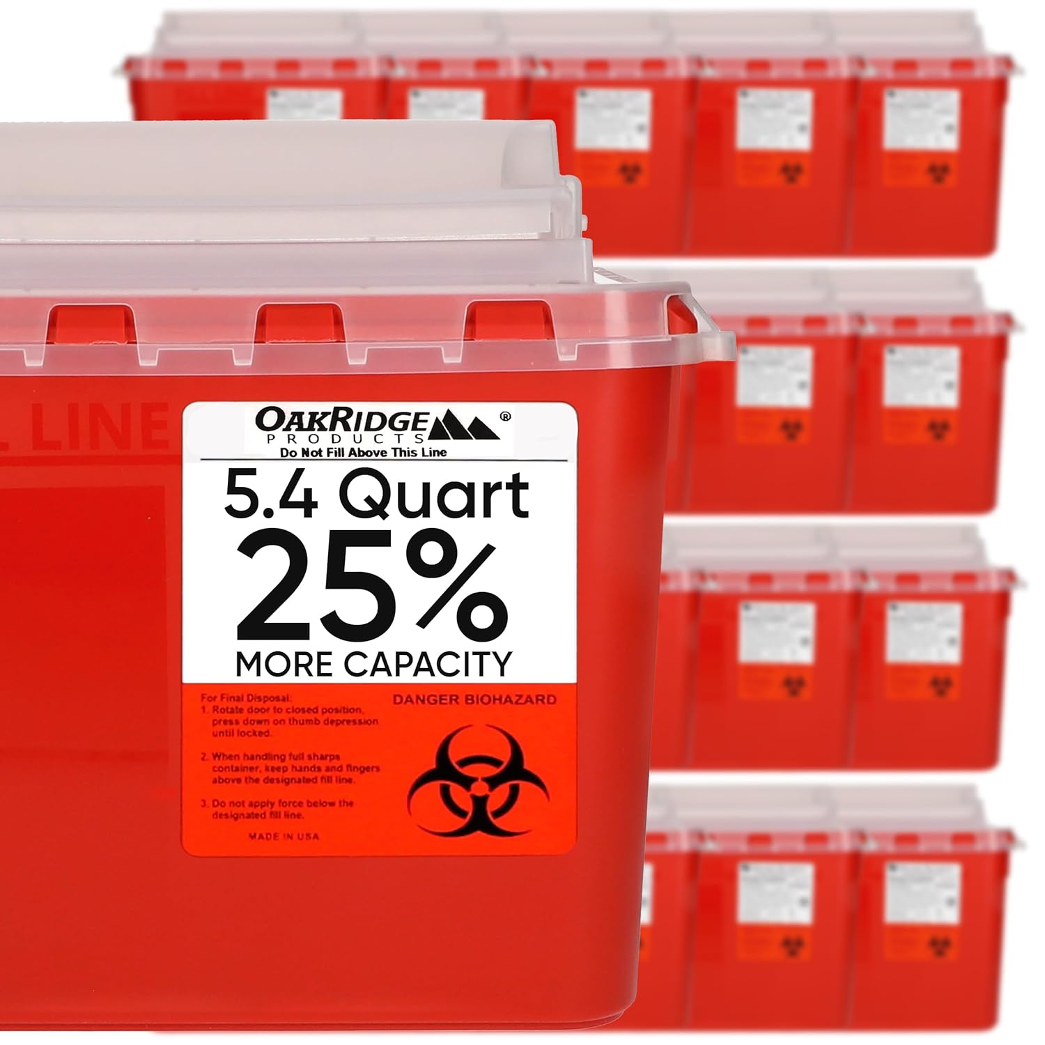 Transparent Sharps Container for Home Use and Professional 5.4 Quart