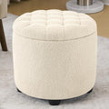 Modern Round Storage Ottoman Button Tufted Ottoman - Hidden Storage