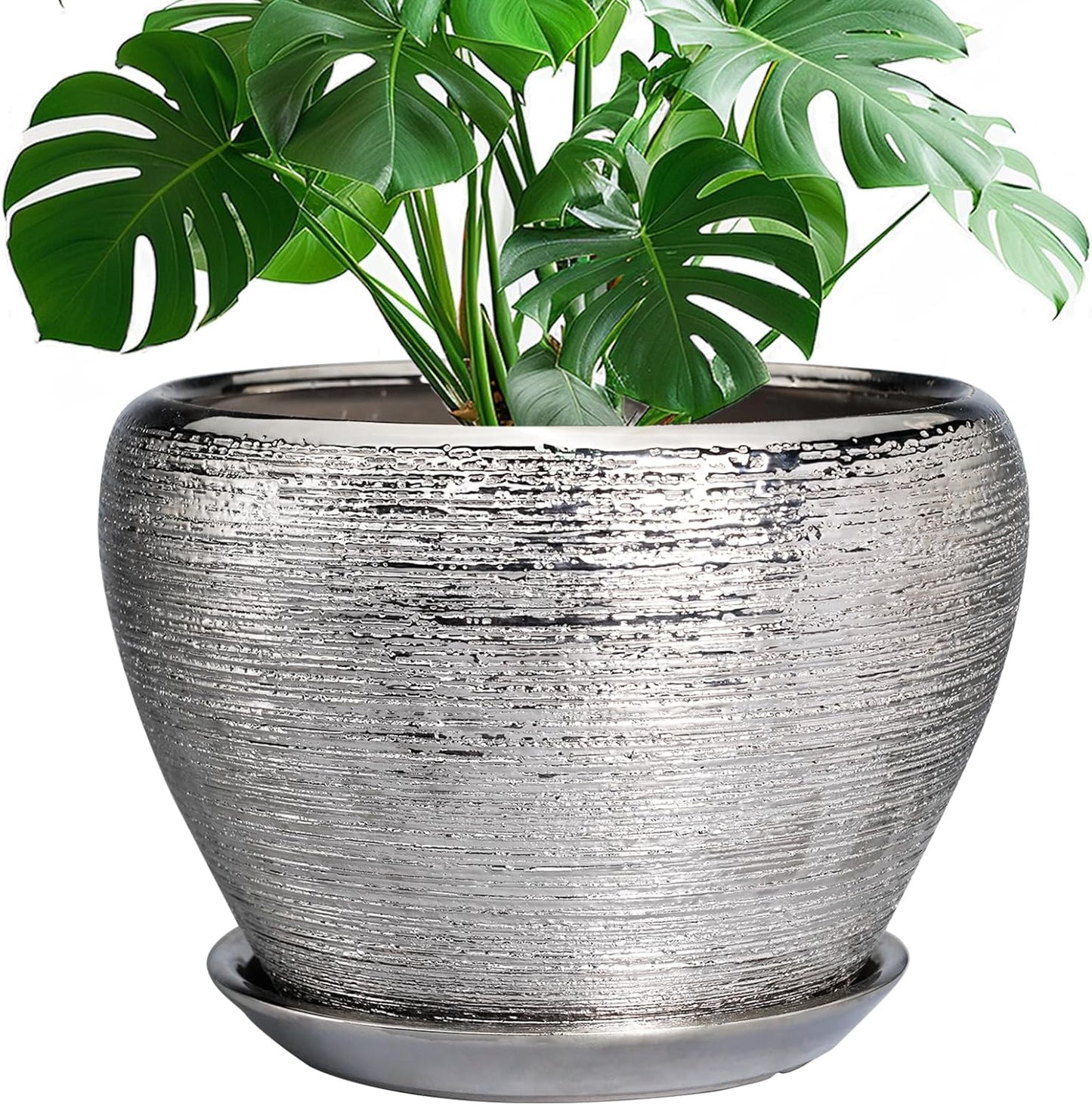 10 Inch Decorative Flower Pot with Drainage Hole and Saucer