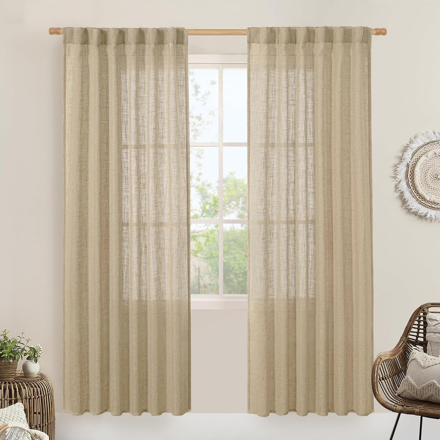 LAMIT Linen Blended Curtains for Bedroom and Living Room