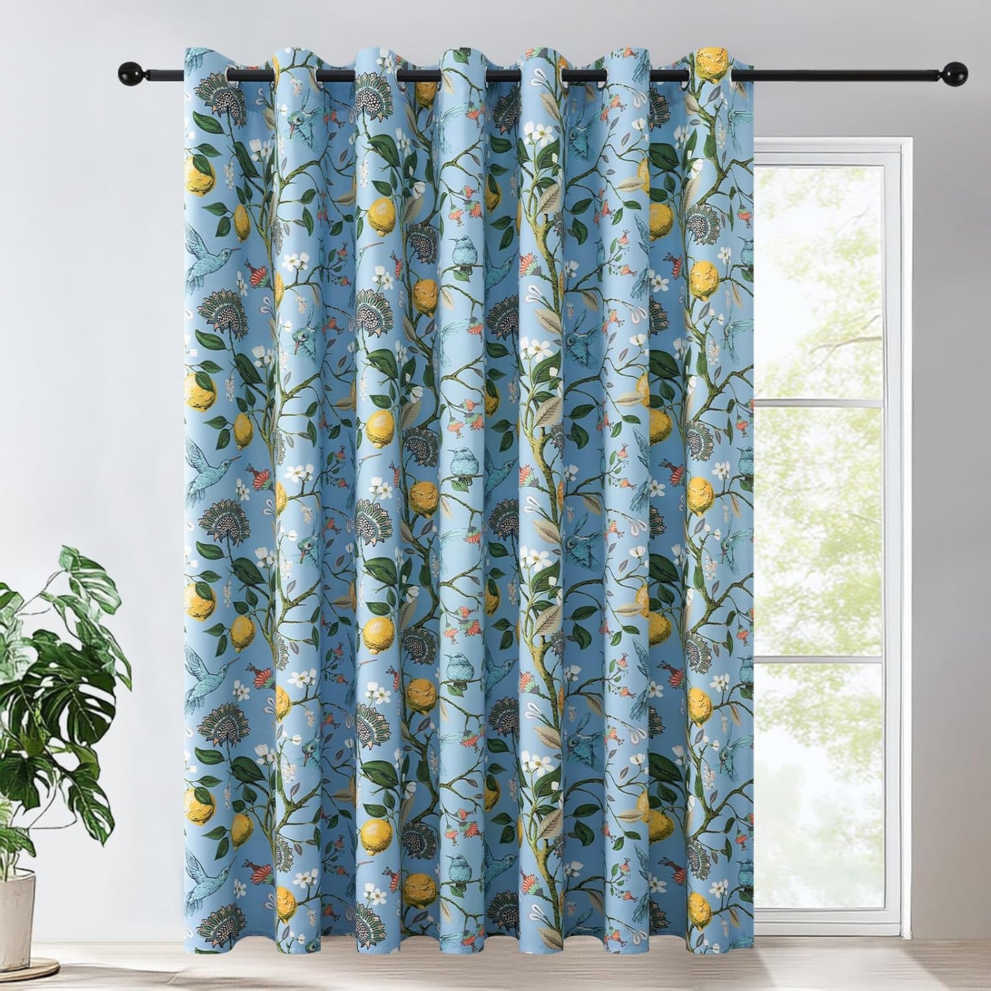 Topfinel Sliding Door Patio Floral Curtains for Vintage Style