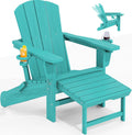 Folding Adjustable Adirondack Chair with Ottoman & Cup Holders - Aruba