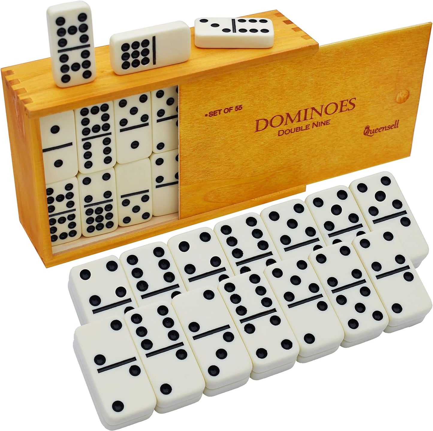Double 9 Dominoes Set for Family Game Nights - 55 Tiles