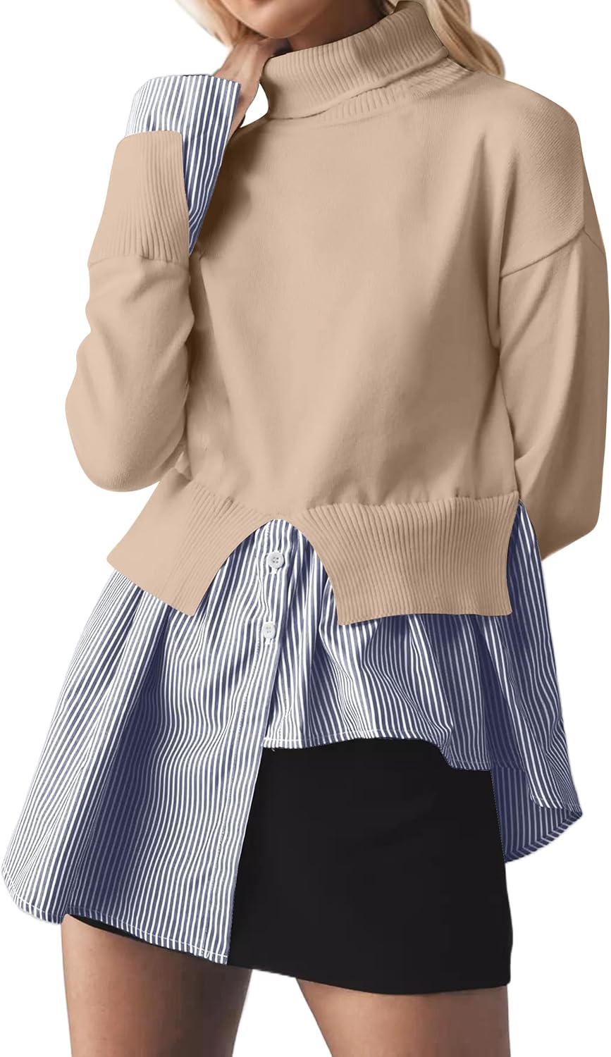 MISSACTIVER Women Slit Turtleneck Sweater for Stylish Comfort