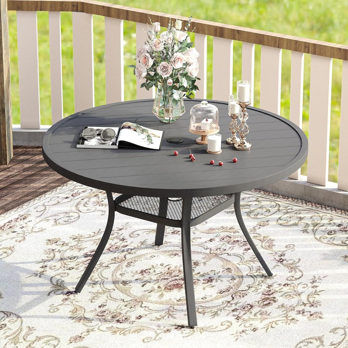 VICLLAX 47.2in Outdoor Round Patio Table for Garden Dining