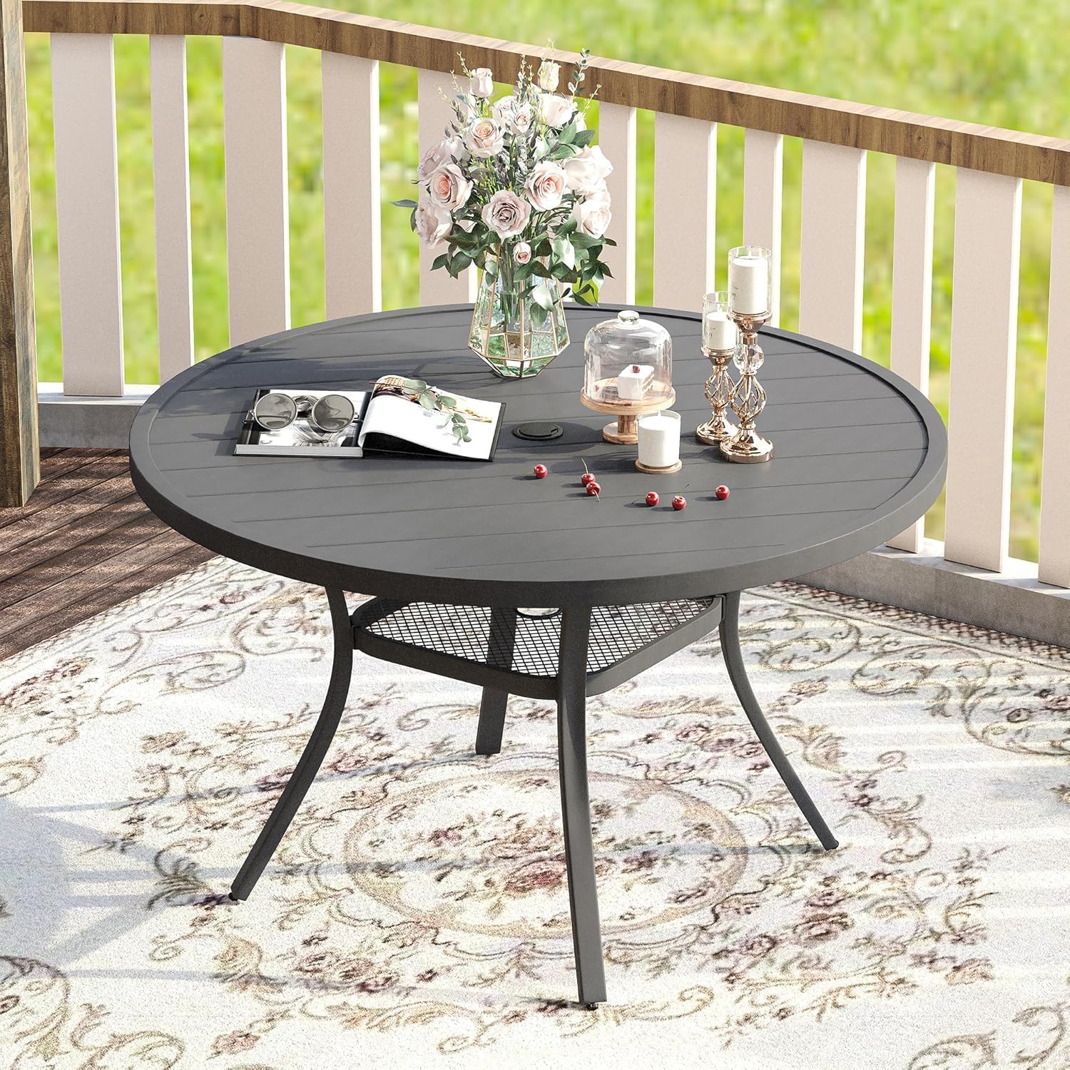 VICLLAX 47.2in Outdoor Round Patio Table for Garden Dining