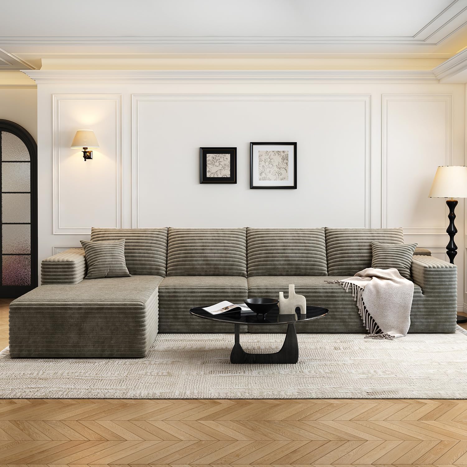 135.4in Cloud Modular Sectional Sofa with L-Shape Chaise
