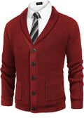 Men's Shawl Collar Cardigan Sweater Slim Fit Cable Knit - Warm Shoes