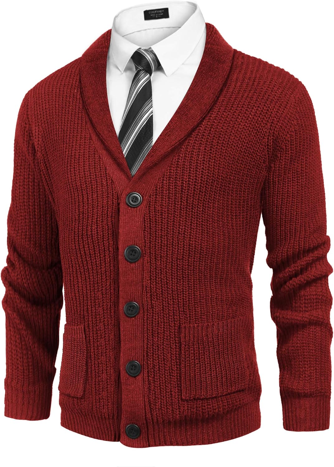 COOFANDY Men's Shawl Collar Cardigan Sweater for Stylish Comfort