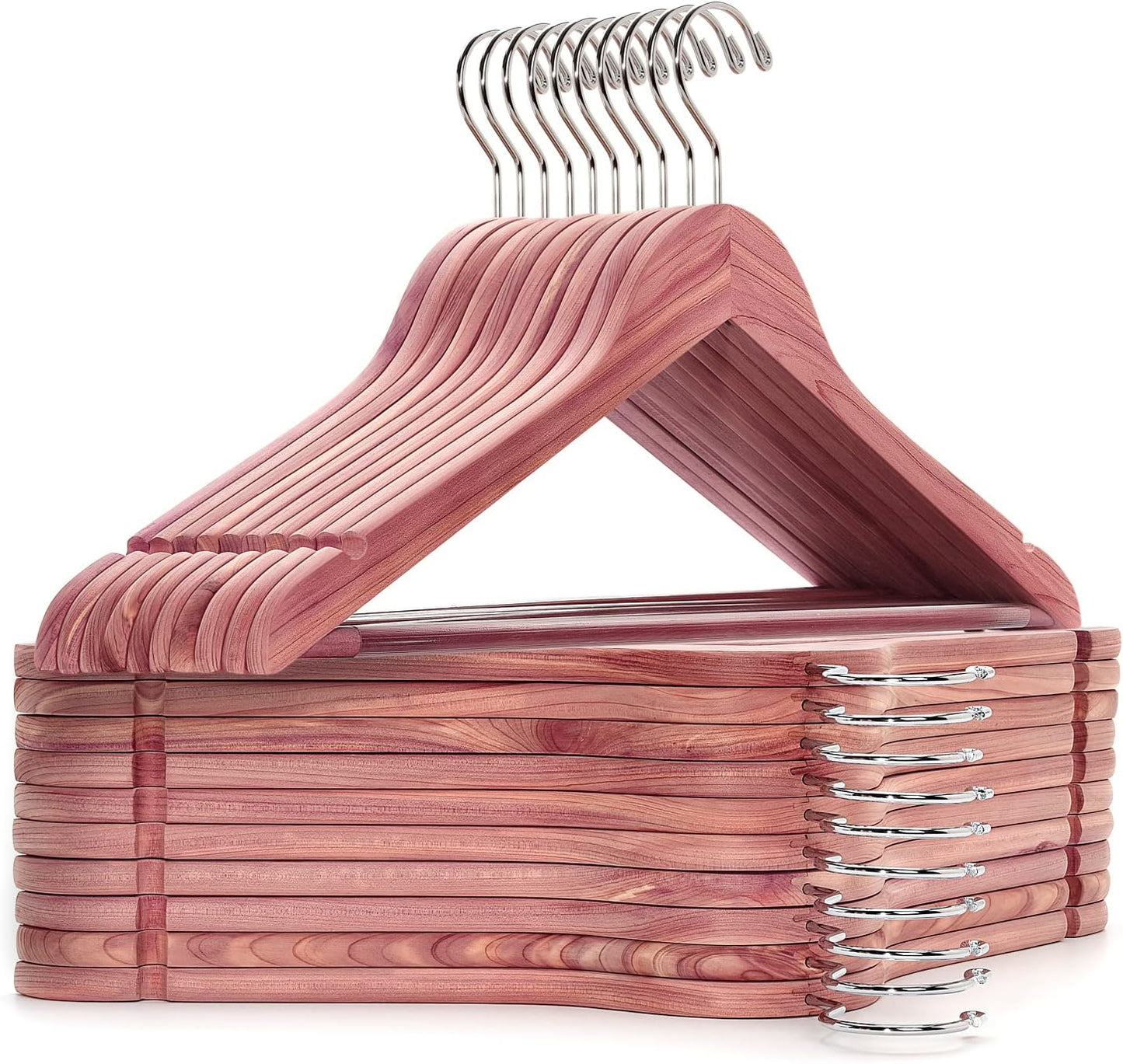 Cedar Hangers 16 Pack with Swivel Hook for Clothes Storage