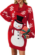 SunnyMelody Womens Christmas Ugly Sweater Dress - Cozy