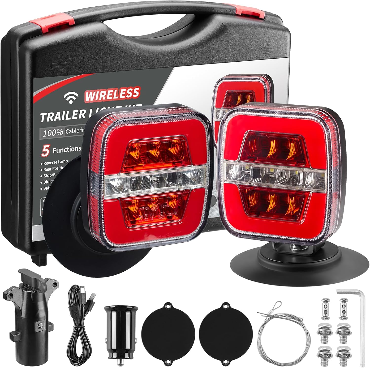 Wireless Trailer Lights - Adjustable LED Tow Light Kit for Safety