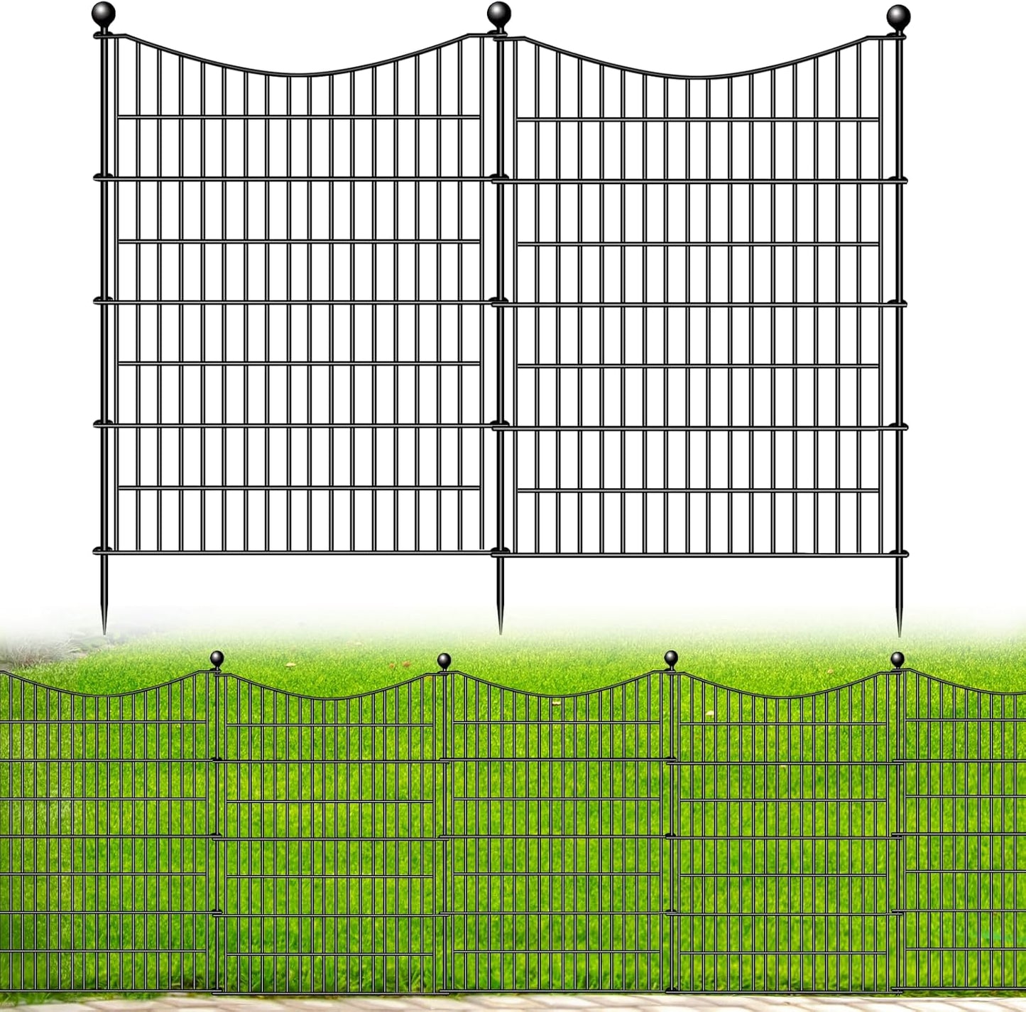5 Panels No Dig Dog Fence Outdoor for Yard - Decorative Barrier