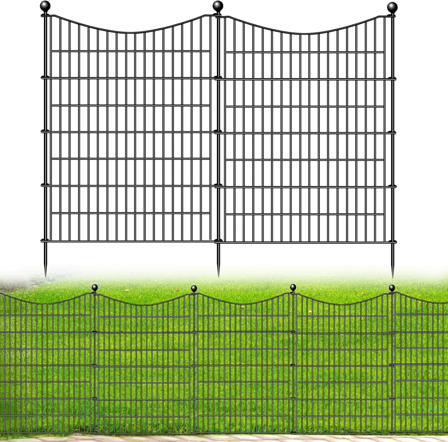 5 Panels No Dig Dog Fence Outdoor for Yard - Decorative Barrier