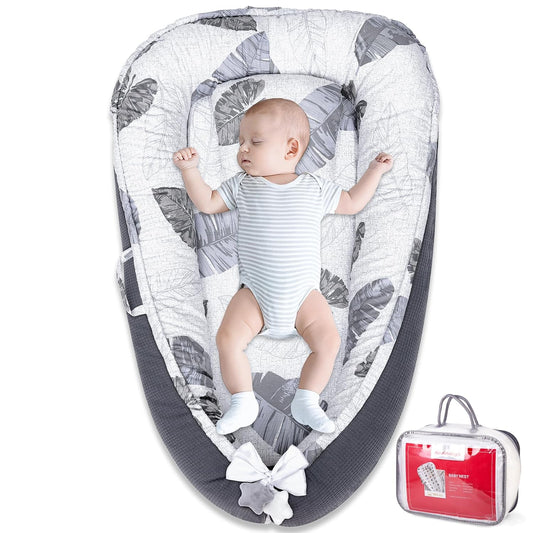 Baby Nest Lounger for Newborns - Soft Cotton Co-Sleeping Pillow