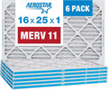 Aerostar MERV 11 16x25x1 Air Filters, 6 Pack - Cleaner Air Guaranteed!