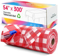 Plastic Table Cloth Disposable 54in x 300ft Roll - Red Plaid Cover