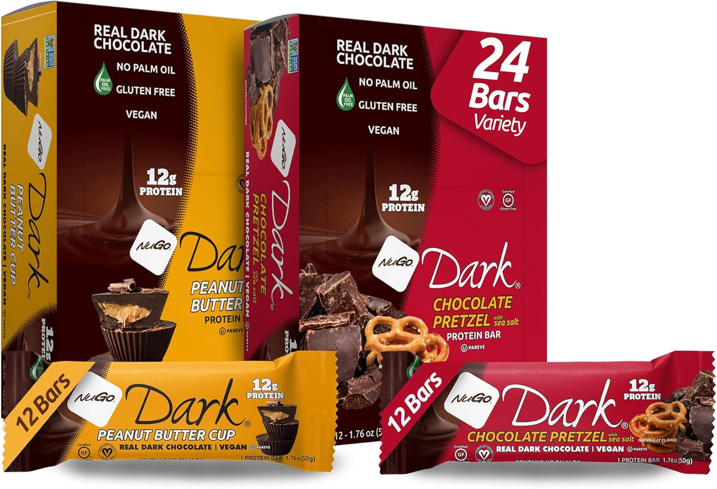 NuGo Dark Variety Protein Bars - Vegan, Gluten Free Treats