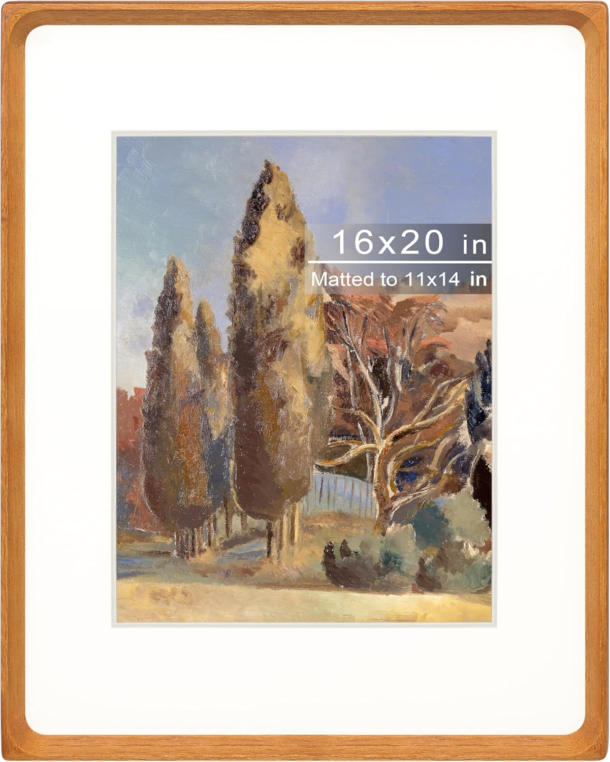 16x20 Picture Frame with Mat for 11x14 Photos in Teak Wood