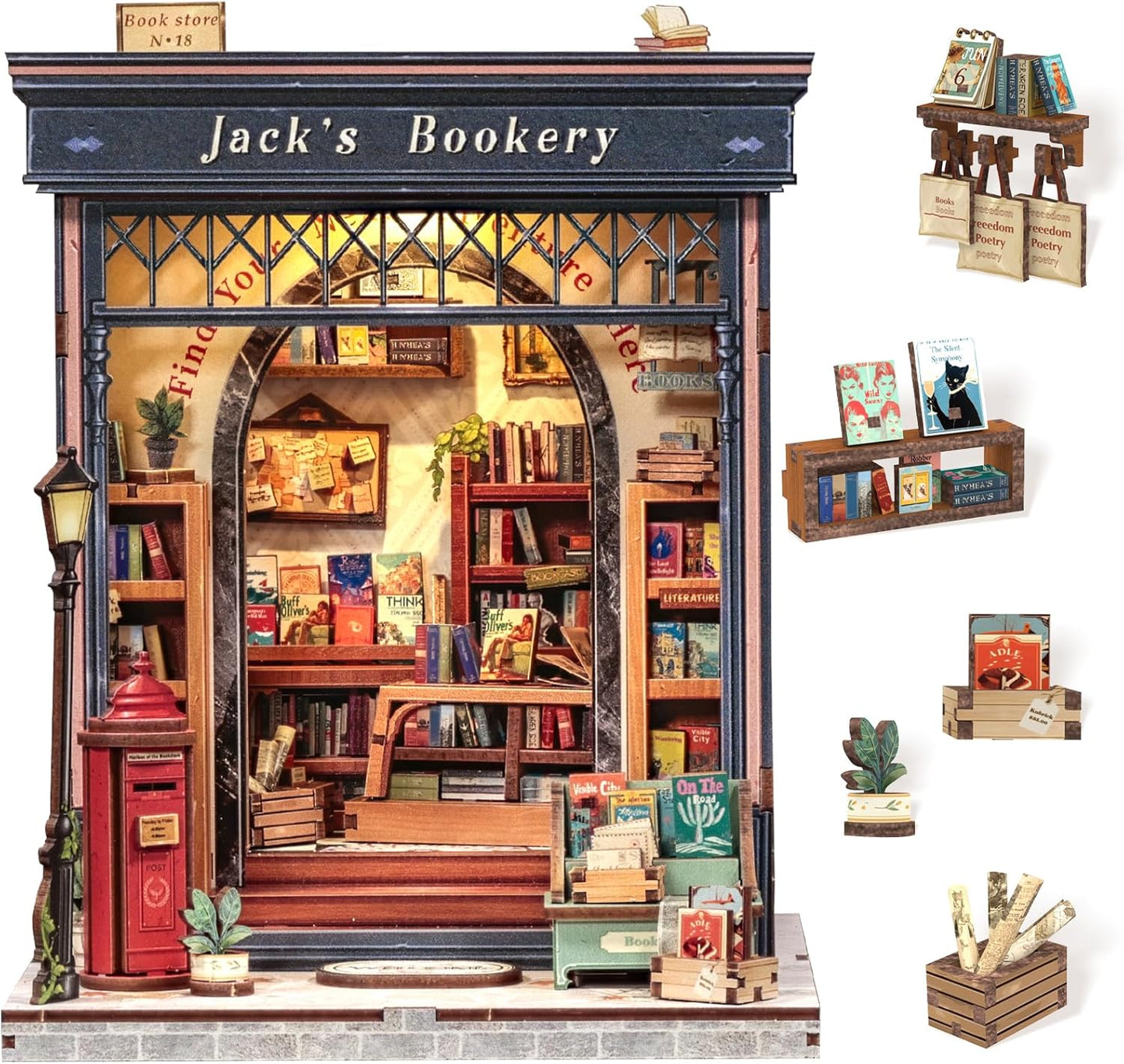 Cutefun Book Nook Kit for DIY Miniature Library with LED Light