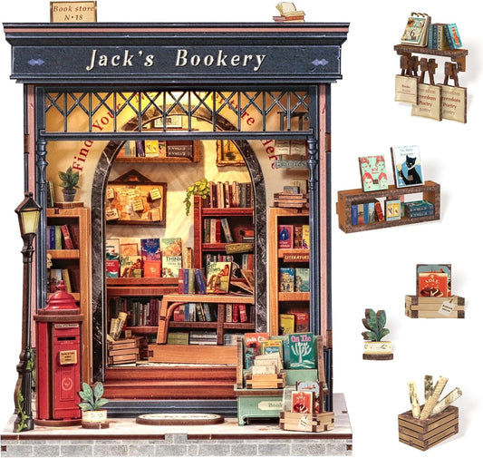 Cutefun Book Nook Kit for DIY Miniature Library with LED Light