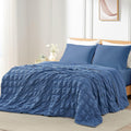 Cozy Bliss Cooling Comforter Seersucker Plaid King - Lightweight