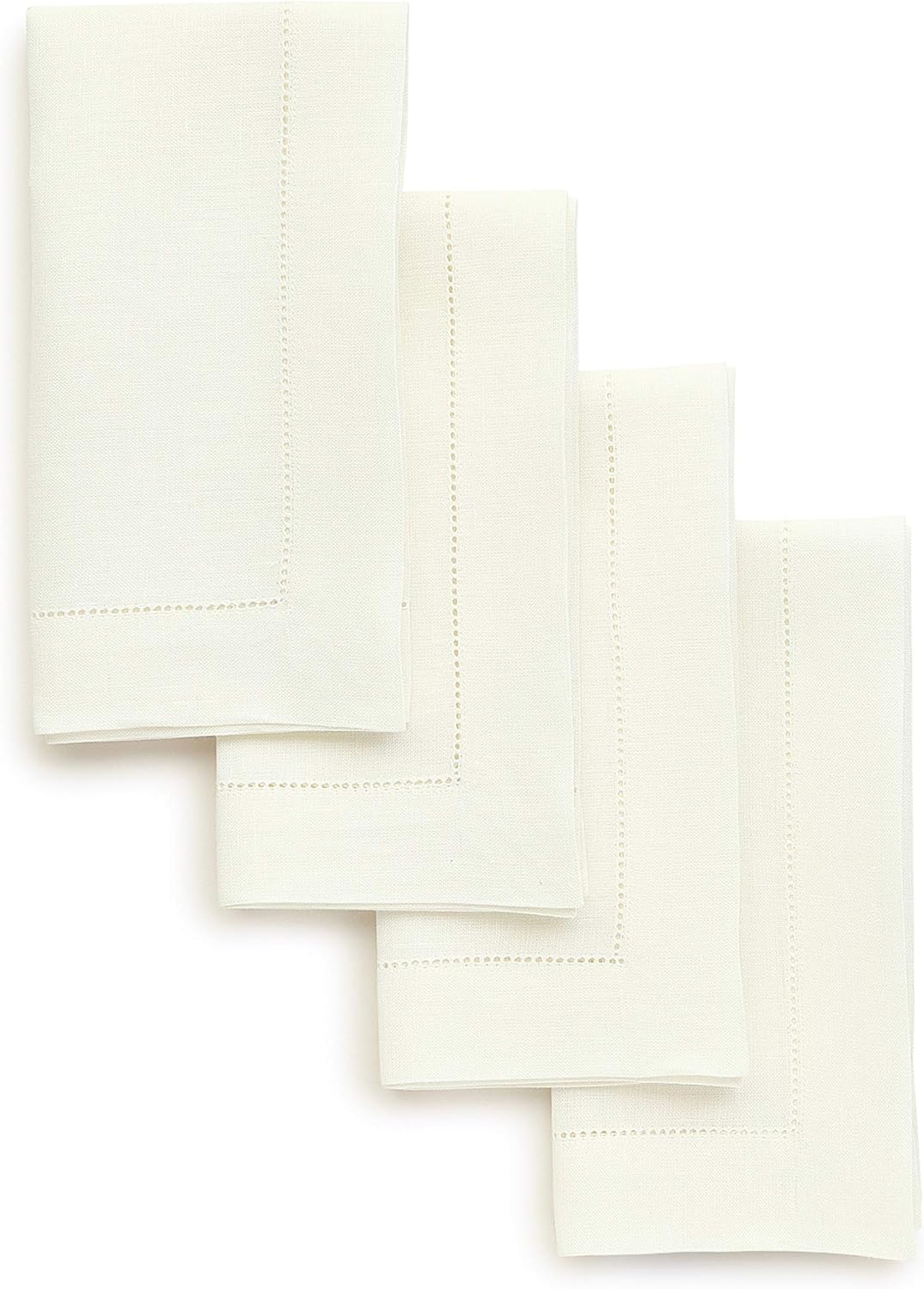 Ivory Linen Napkins Set of 4 - 100% Pure Linen Hemstitch
