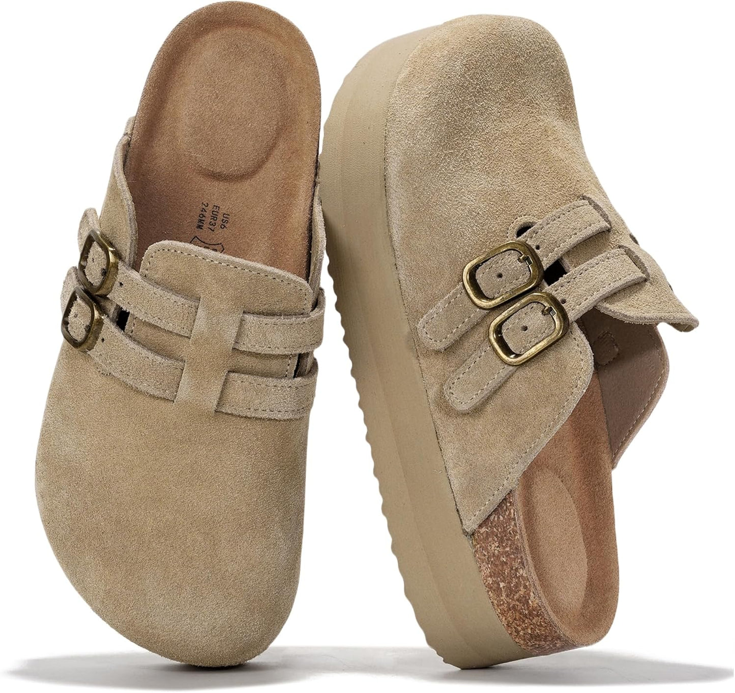 Project Cloud Genuine Leather Clogs for Women with Memory Foam