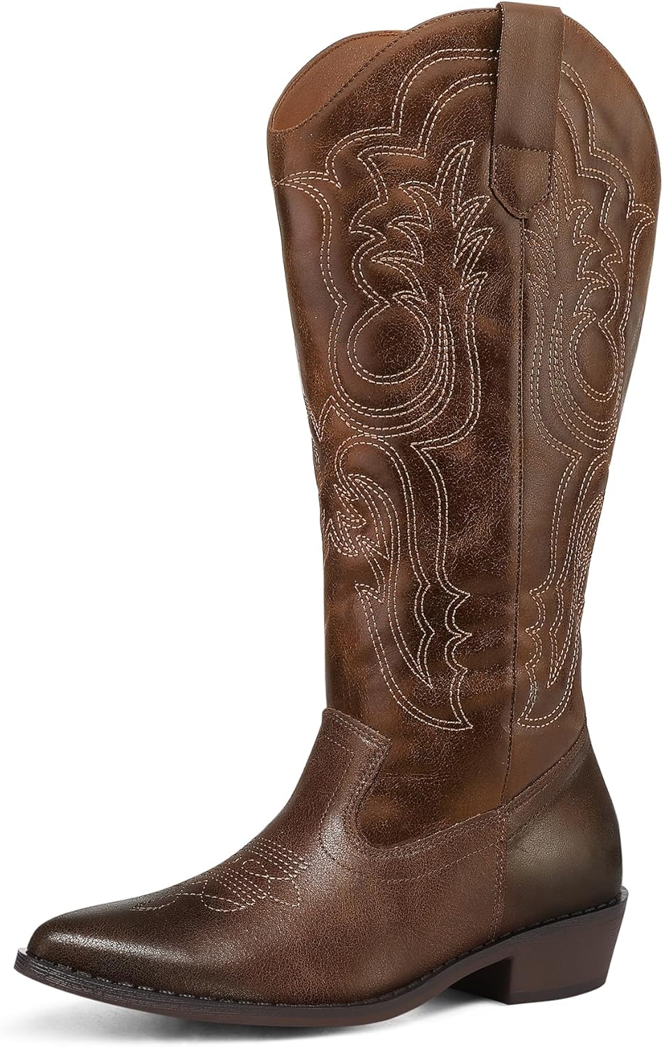 Wide Calf Cowboy Boots for Women with Embroidery and Comfort