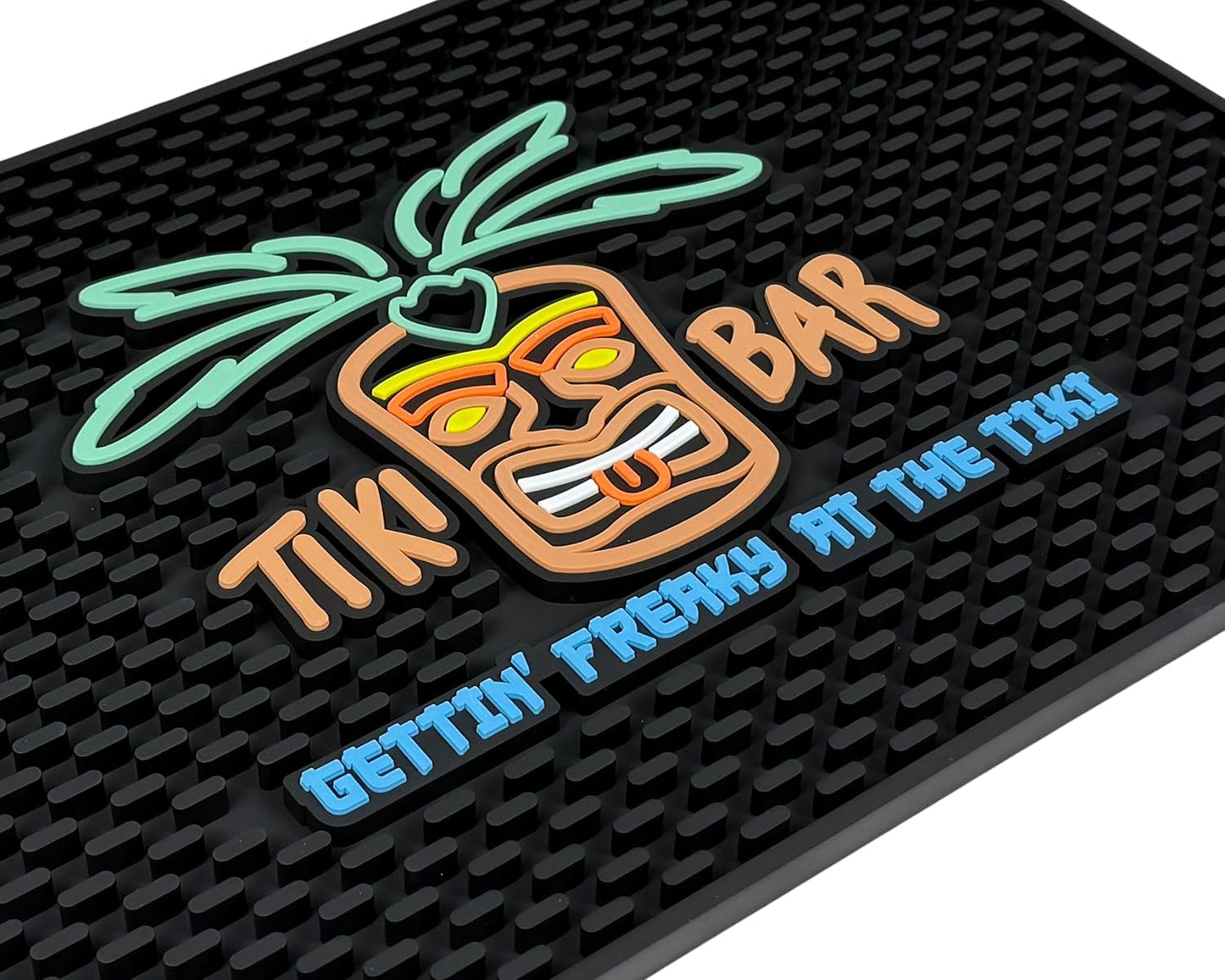 Tiki Bar Mat Warrior Head Mat for Hawaiian Party Decor