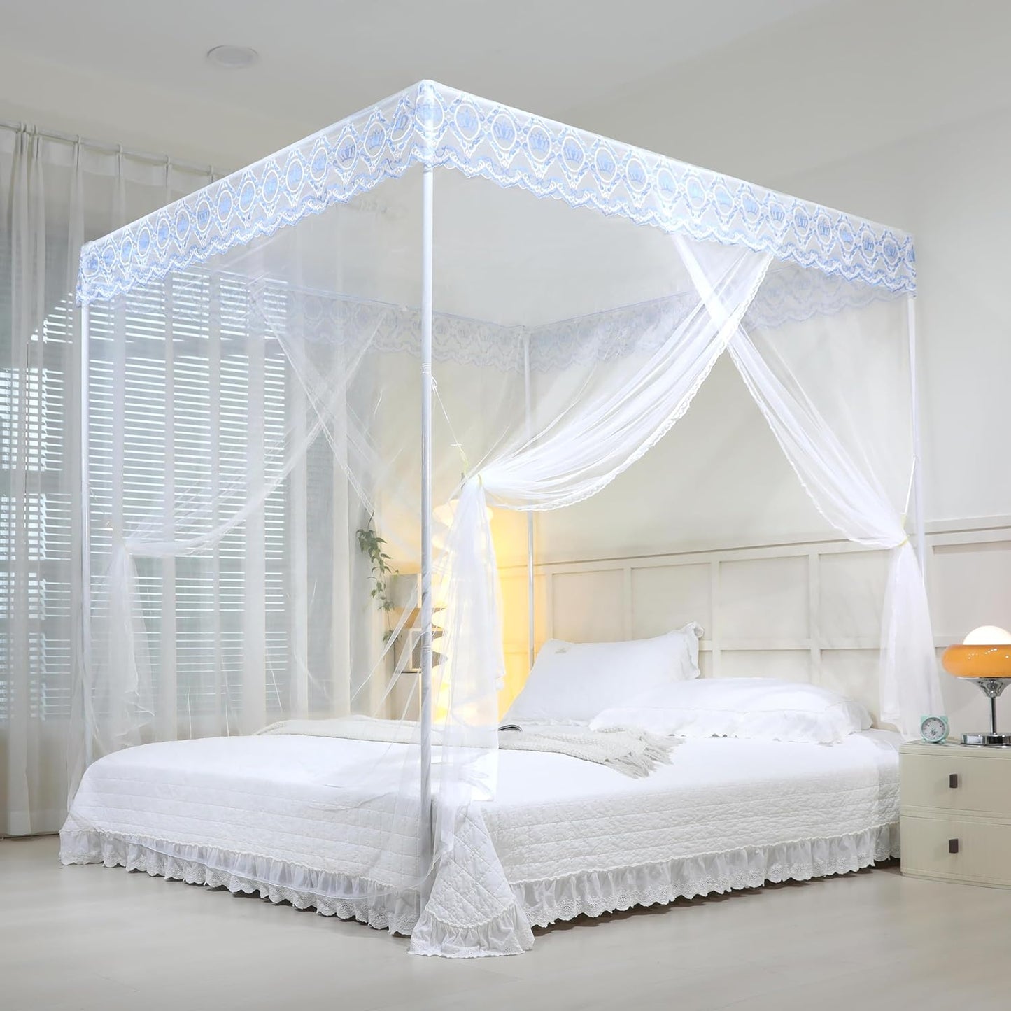 Luxury Lace King Bed Canopy - Dreamy Princess Vibe!